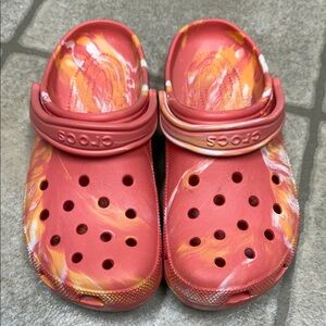 CROCS Women's Red and Yellow Patterned Clogs